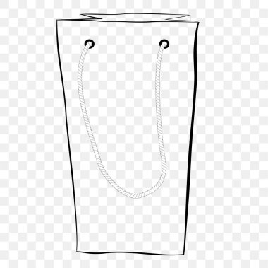 Basit Vektör Eli Kağıt Torba Çizimi, beyaz üzerine izole