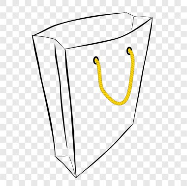 Basit Vektör El, saydam efekt arka planında sarı ipli Kağıt Torba Çizimi