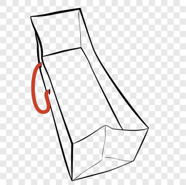 Basit Vektör El Kağıtların Eskizini kahverengi ipli, şeffaf efekt arka planında taklit etmek için çiz