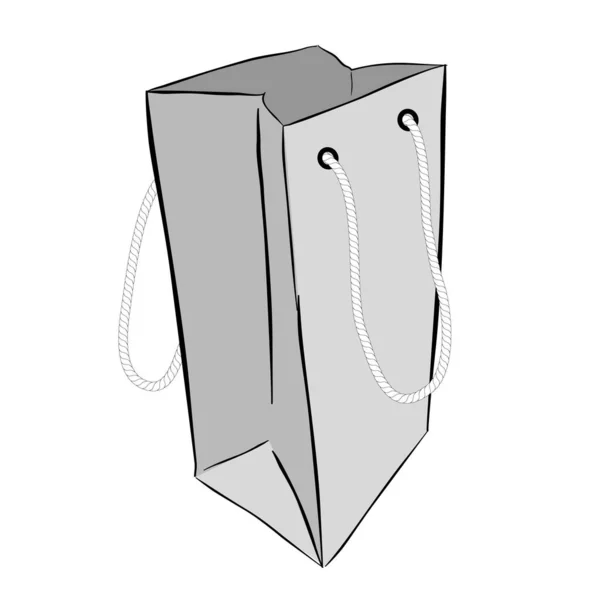 Sencillo Vector Gray Hand Draw Sketch Bolsa Papel Con Cuerda — Vector de stock