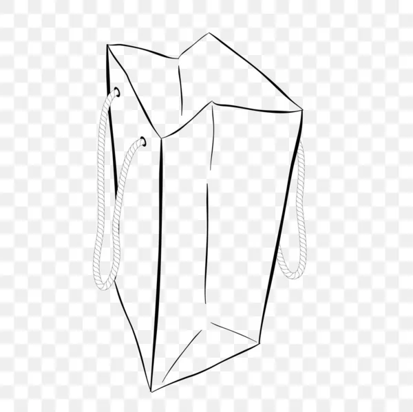 Eenvoudige Vector Hand Draw Sketch Paper Bag Met Touw Transparante — Stockvector