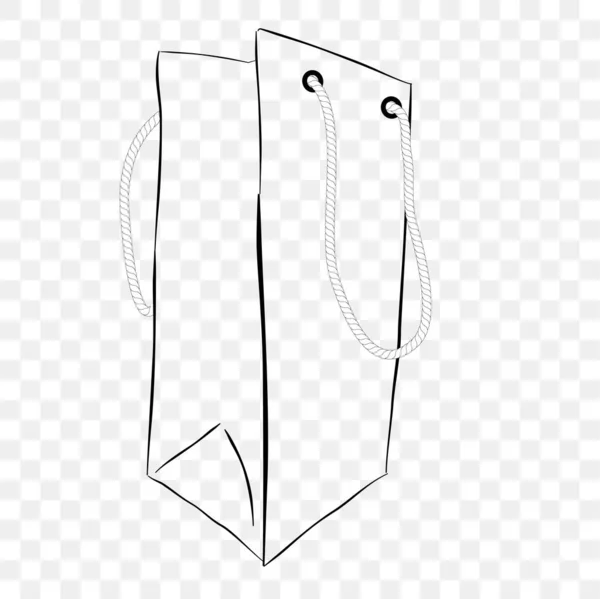 Eenvoudige Vector Hand Draw Sketch Paper Bag Met Touw Transparante — Stockvector