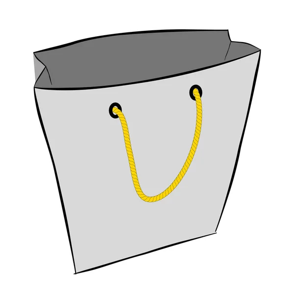 Simple Vector Hand Draw Sketch Paper Bag Mit Gelbem Seil — Stockvektor