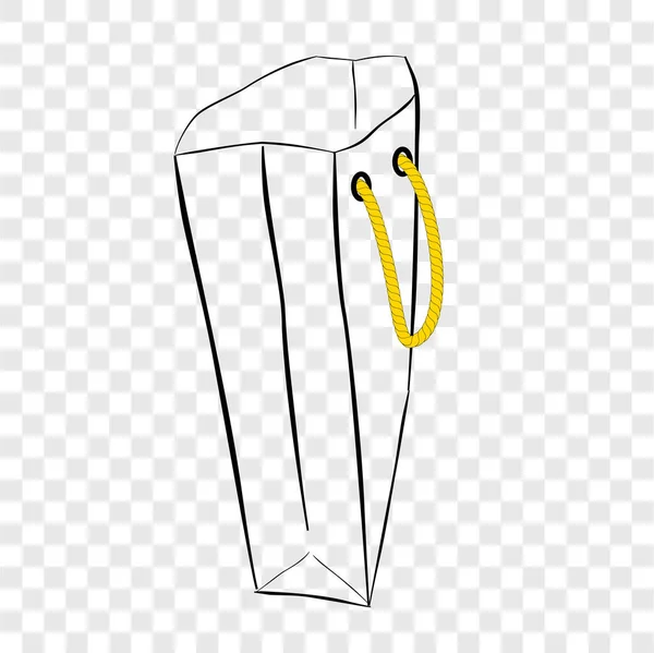 黄绳纸袋简单矢量手绘素描 背景透明 — 图库矢量图片