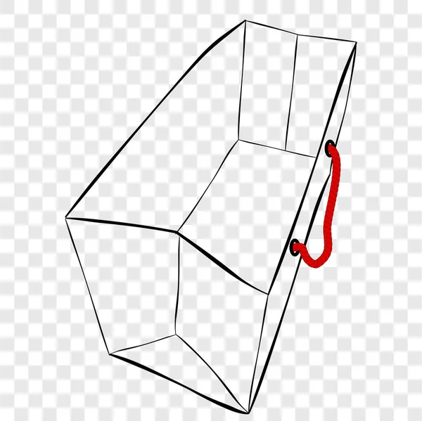 Simple Vector Hand Draw Sketch Paper Bag Mit Rotem Seil — Stockvektor