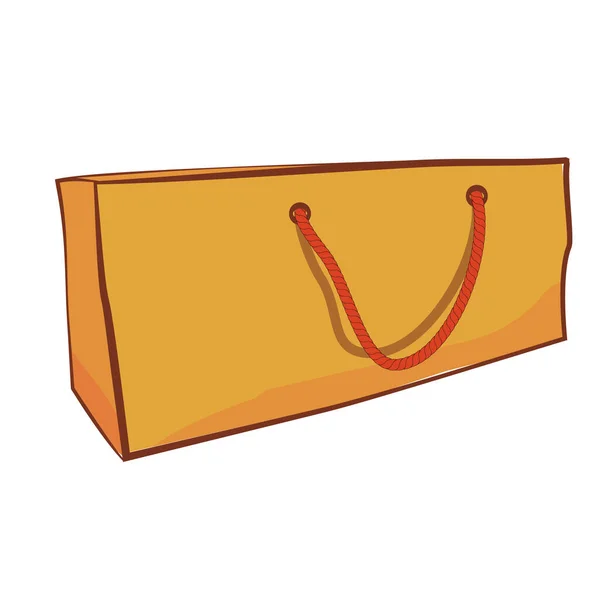 Sencillo Vector Brown Dibuje Boceto Bolsa Papel Con Cuerda Roja — Vector de stock