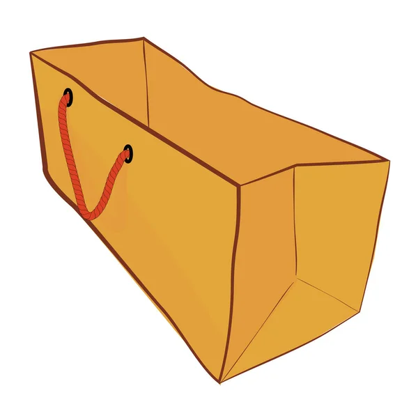 简单矢量棕色手绘红绳纸袋素描 白色分离 — 图库矢量图片