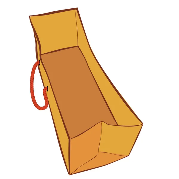 Simple Vector Brown Hand Draw Sketch Paper Bag Red Rope — Vector de stock