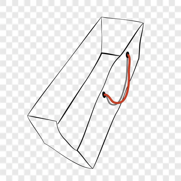 Simple Vector Hand Draw Sketch Paper Bag Mit Braunem Seil — Stockvektor