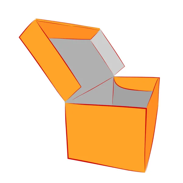 Sencillo Dibujar Mano Sketch Vector Mockup Naranja Caja Zapatos Aislado — Archivo Imágenes Vectoriales