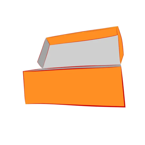 Einfache Handzeichnung Sketch Vector Mockup Orange Schuhschachtel Isoliert Auf Weiß — Stockvektor