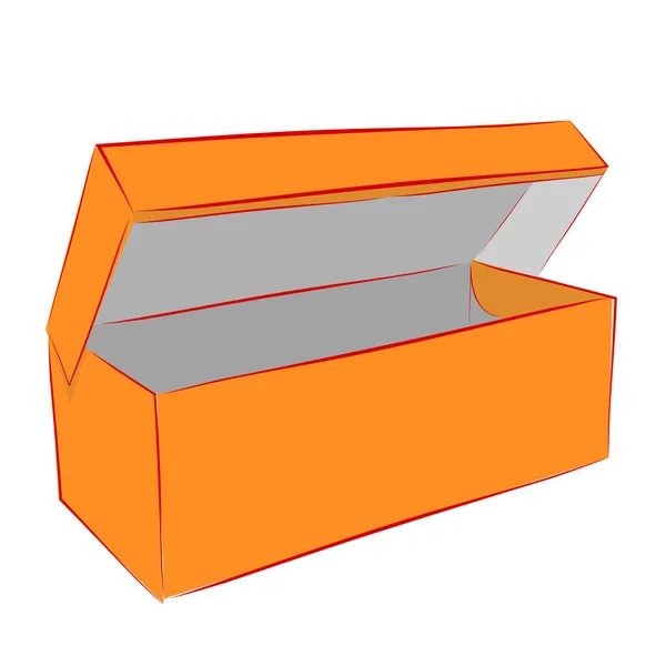 Simple Hand Draw Sketch Vector Mockup Orange Shoe Box Isolated — Stock Vector