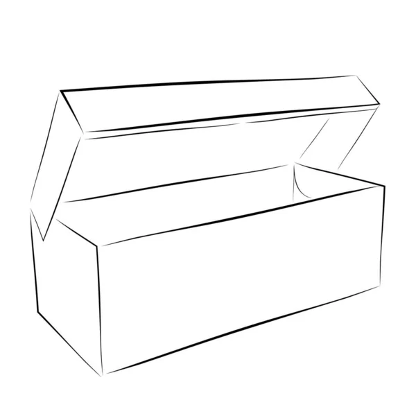 Plantilla Boceto Dibujo Mano Simple Vector Black Shoe Box Fondo — Vector de stock