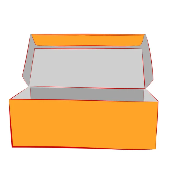 Simple Dessin Main Croquis Vectoriel Mockup Orange Boîte Chaussures Isolé — Image vectorielle