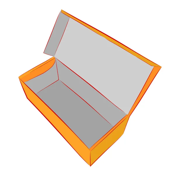 Einfache Handzeichnung Sketch Vector Mockup Orange Schuhschachtel Isoliert Auf Weiß — Stockvektor