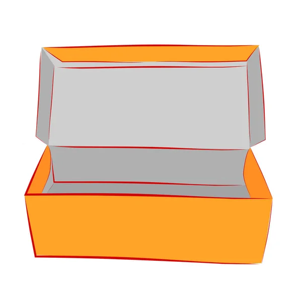 Simple Hand Draw Sketch Vector Mockup Orange Shoe Box Isolated — Stock Vector