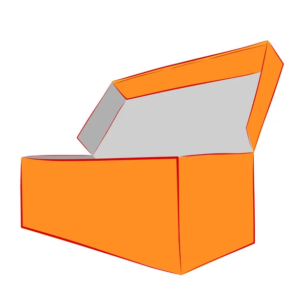 Simples Mão Desenho Esboço Vetor Mockup Laranja Sapato Caixa Isolado — Vetor de Stock