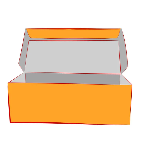 Απλό Χέρι Σχέδιο Σκίτσο Διάνυσμα Mockup Πορτοκαλί Κουτί Παπουτσιών Απομονώνονται — Διανυσματικό Αρχείο
