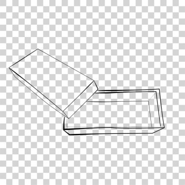 Basit El Çizim Şablonu veya Mockup Vektör Siyah Ayakkabı Kutusu, Şeffaf Efekt Arkaplan Efekti