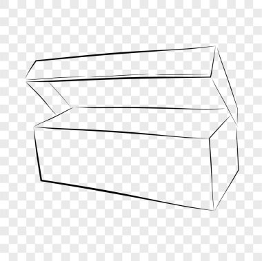 Basit El Çizimi Şablon Vektörü Siyah Ayakkabı Kutusu, Şeffaf Efekt Arkaplan Efekti