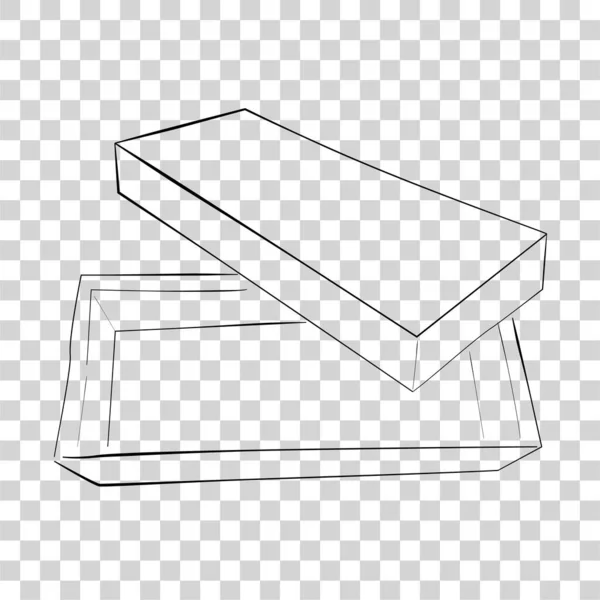 Simple Hand Draw Sketch Template Mockup Vector Black Shoe Box — стоковый вектор