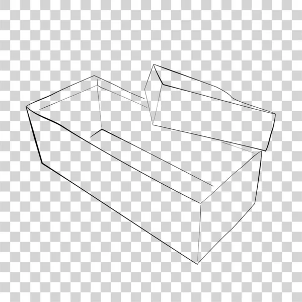 Einfache Handzeichnung Skizzenvorlage Oder Mockup Vector Black Shoe Box Bei — Stockvektor
