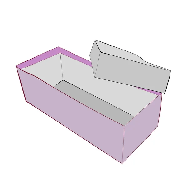 Simple Hand Draw Sketch Vector Template Mockup Purple Shoe Box — Stock Vector