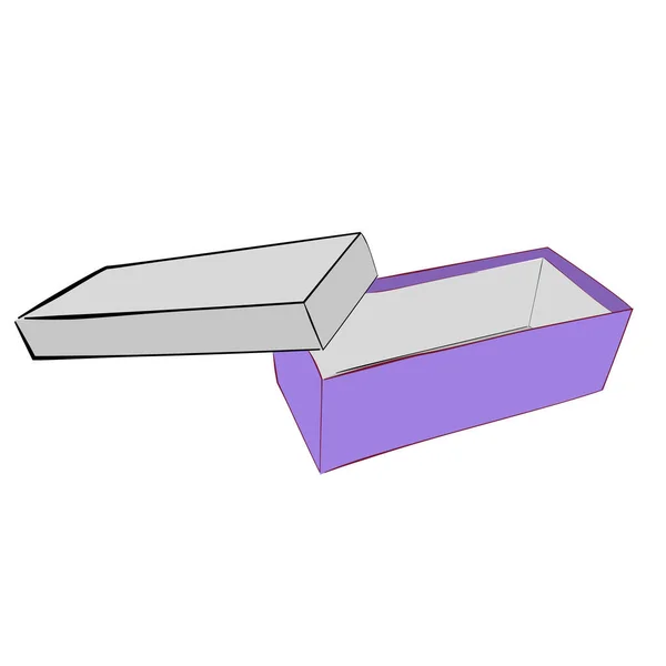 Modelo Simples Vetor Esboço Desenho Mão Caixa Roxa Sapato Mockup —  Vetores de Stock