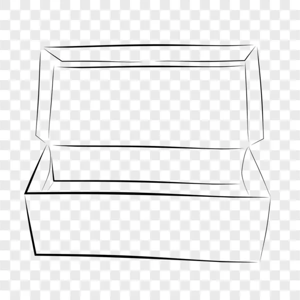 Proste Ręcznie Rysować Sketch Szablon Wektor Black Shoe Box Przejrzystym — Wektor stockowy