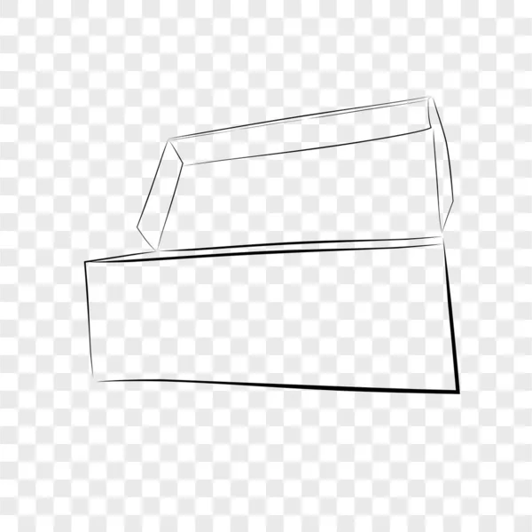 Απλό Χέρι Σχέδιο Σκίτσο Πρότυπο Διάνυσμα Μαύρο Κουτί Παπουτσιών Διαφανές — Διανυσματικό Αρχείο