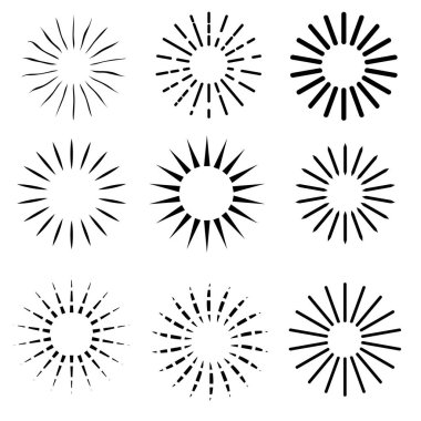 9 Sunburst Biçimi, beyaz arkaplan