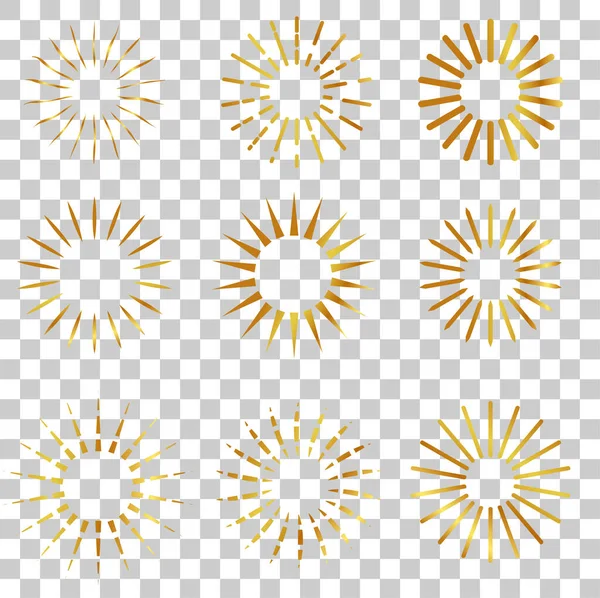 Vector Big Golden Sunburst Esquina Redondeada Fondo Transparente Efecto — Vector de stock