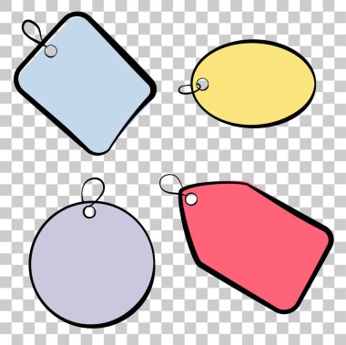 vektör çocuksu etiket dikdörtgen kare oval çember çizim şeffaf efekt arkaplan renginde pastel renk