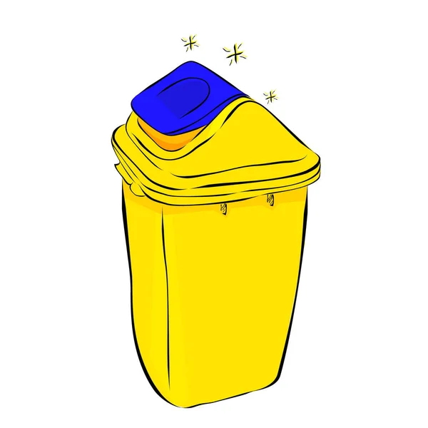 矢量简单手绘草图 白色背景的黄蓝相间的净空垃圾堆 — 图库矢量图片