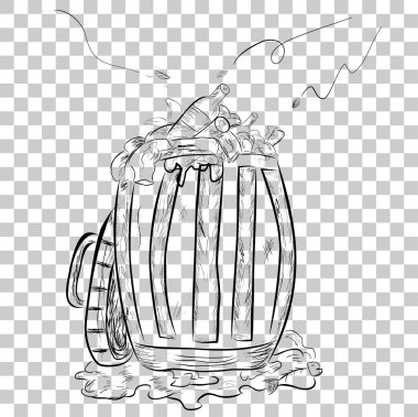 Basit bir el çizimi çöp kutusu ve çöp kutusu.