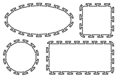 Sertifika için Basit Vektör Siyah Kare Çemberi ve Oval Çerçeve, Placard Go Xi Fat Cai, Imlek Moment veya diğer Çin bağlantılı Beyaz Arkaplanda