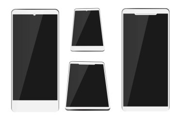 Basit Düz Renkli Parlak Vektör Modern Model 4 Siyah Akıllı Telefon