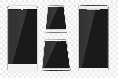 Basit Düz Renkli Parlak Vektör Modern Model 4 Siyah Akıllı Telefon