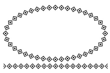 Vektör Basit Şekil Oval ve Çizgi Siyah Çerçeve, Beyaz Üzerinde İzole 