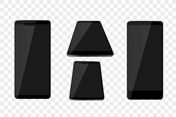 Simple Flat Color Shining Vector Modern Model Black Smartphone Transparent - Stok Vektor