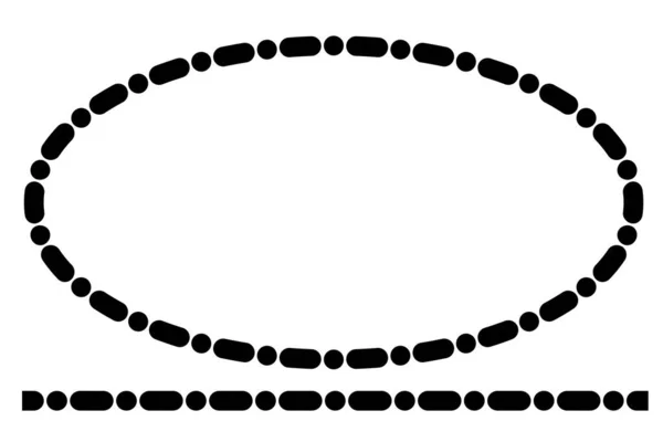 Vector Simple Shape Oval Und Line Schwarzer Rahmen Isoliert Auf — Stockvektor