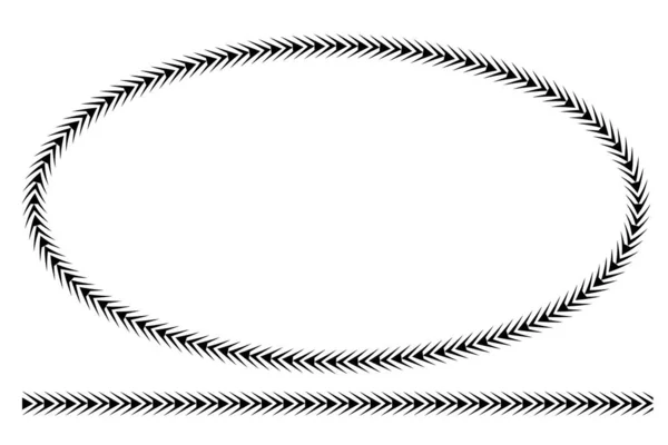 Vector Simple Shape Oval Und Line Schwarzer Rahmen Isoliert Auf — Stockvektor