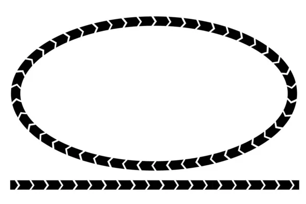Vetor Forma Simples Oval Linha Moldura Preta Isolado Branco — Vetor de Stock