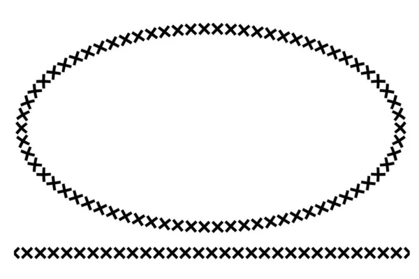 Vetor Forma Simples Oval Linha Moldura Preta Isolado Branco —  Vetores de Stock