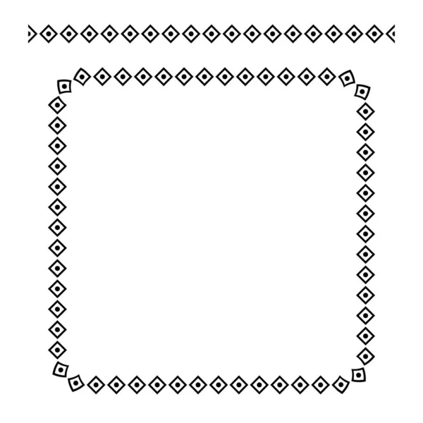 Zaokrąglony Narożnik Vector Square Black Frame Izolowany Białym — Wektor stockowy