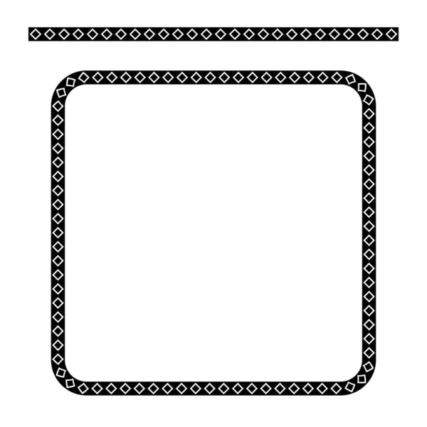 Vector Rounded Corner Square Black Frame Isolated White — Stock Vector