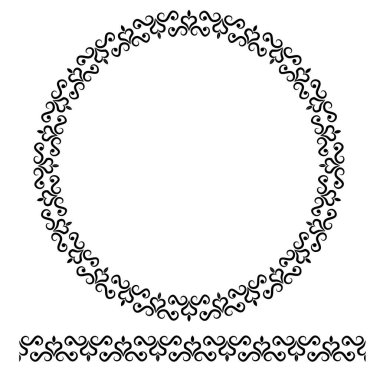 Beyaz üzerine izole edilmiş Siyah Köşeli Çember Çiçek Çerçevesi 