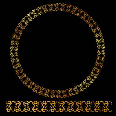 Beyaz üzerine izole edilmiş Siyah Köşeli Çember Çiçek Çerçevesi 