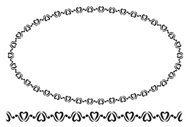 Vektör Siyah Yuvarlak Köşeli Oval Çiçek Çerçevesi, Beyaz Üzerine İzole Edilmiş 