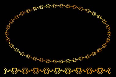 Vektör Altın Oval Çerçeve, siyah arkaplanda